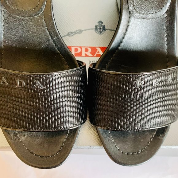PRADA SHOES WEDGES BLACK WITH DUST BAG MADE IN ITALY - Picture 3 of 15